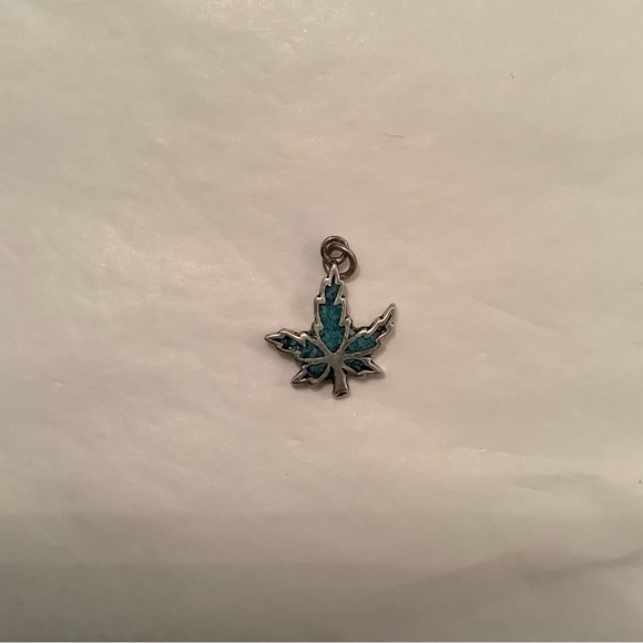 NEW vintage 925 silver Cannabis Leaf Charm-Pendant Turquoise - Picture 3 of 7